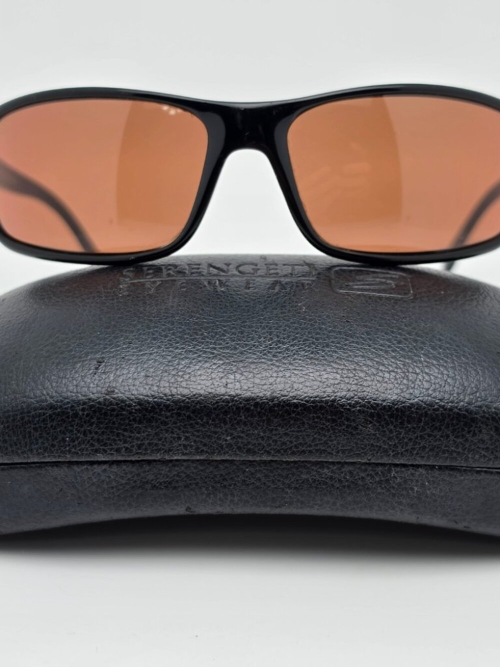 Serengeti 6835 Pisa Black Frame Amber Drivers Glass Lens Sunglasses w Case Italy